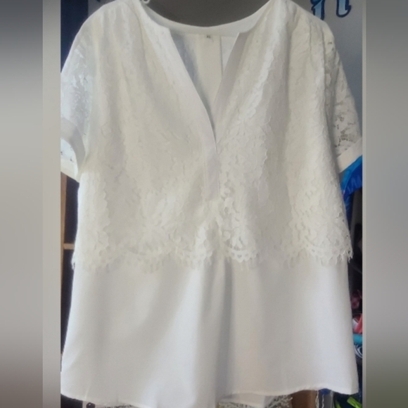 Cream Colored Eyelash Lace Blouse - Picture 1 of 7